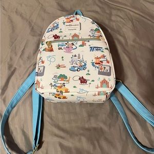 White and Blue Walt Disneyworld 50 Years Loungefly Backpack